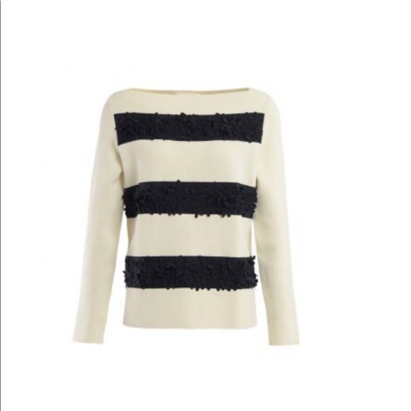 Tory Burch Bateau Long Sleeve Striped Floral T40 - Picture 1 of 7